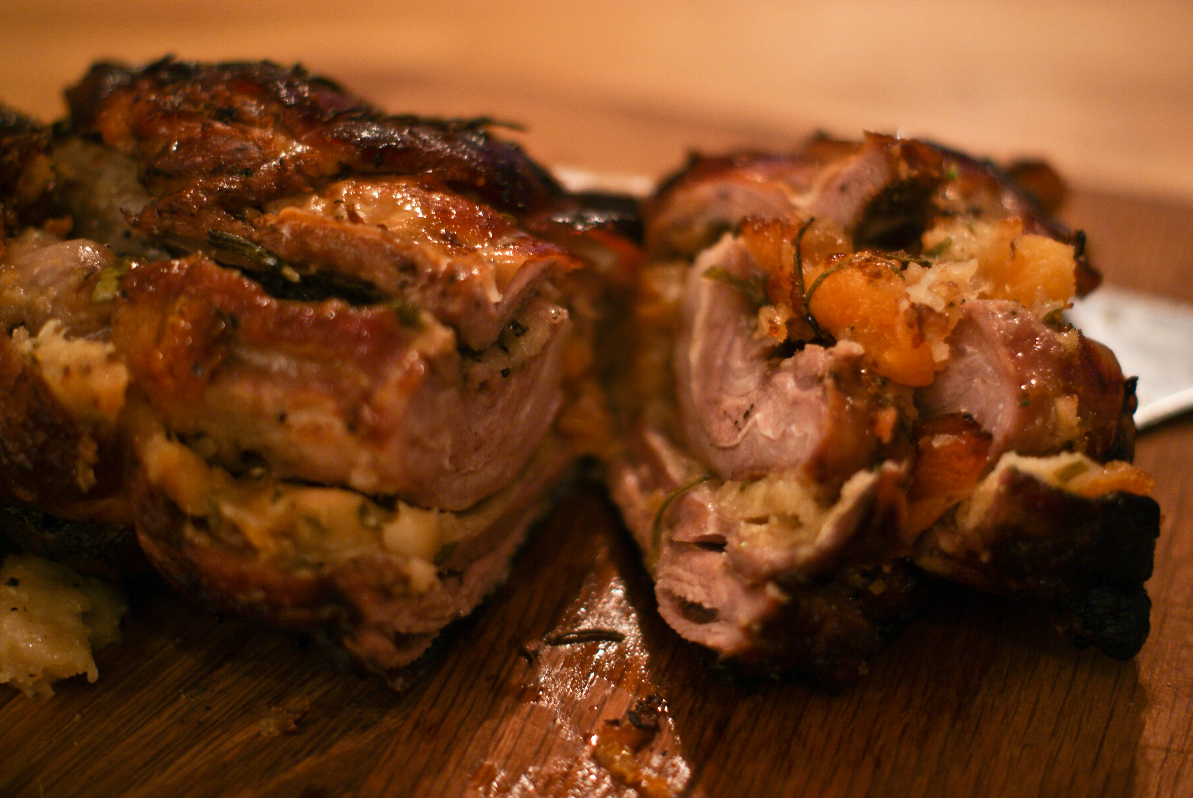 Slow Roast Breast of Lamb with Lemony Apricot Stuffing | gooey cheese